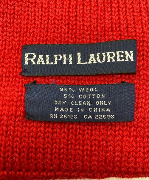 RALPH LAUREN（ラルフローレン）RALPH LAUREN (ラルフローレン) ポロベア ウールマフラー レッドの古着・服飾アイテム