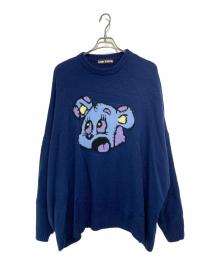 Candy Stripper（キャンディーストリッパー）の古着「CND PATCHWORK BEAR ニット」｜ネイビー