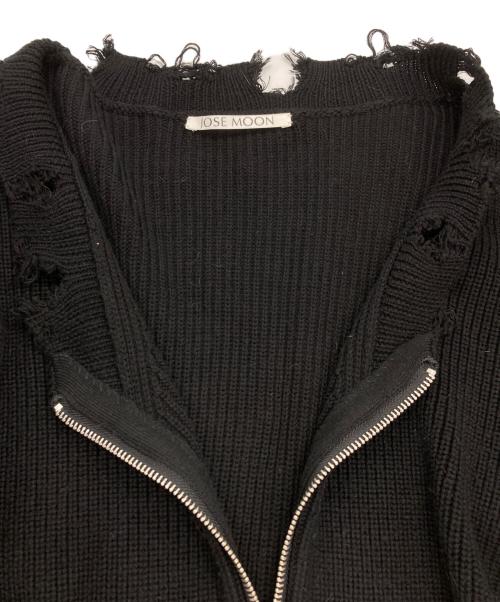 JOSE MOON（ジョゼムーン）JOSE MOON (ジョゼムーン) TULLE SLEEVE KNIT CARDIGAN チュールスリーブニットカーディガン ブラック サイズ:Fの古着・服飾アイテム