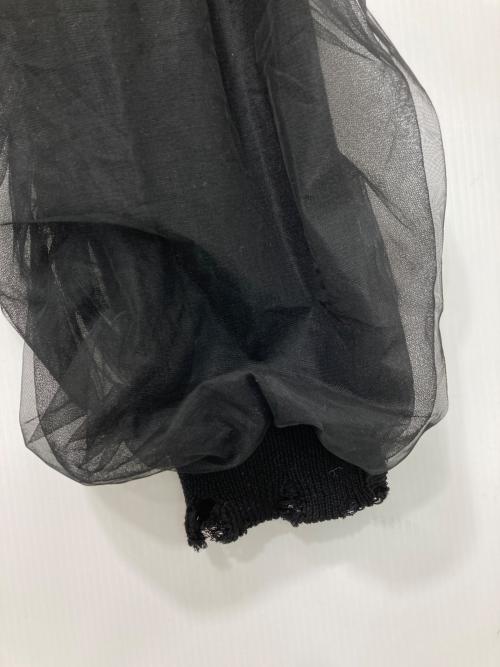 JOSE MOON（ジョゼムーン）JOSE MOON (ジョゼムーン) TULLE SLEEVE KNIT CARDIGAN チュールスリーブニットカーディガン ブラック サイズ:Fの古着・服飾アイテム