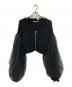 JOSE MOON（ジョゼムーン）の古着「TULLE SLEEVE KNIT CARDIGAN チュールスリーブニットカーディガン」｜ブラック