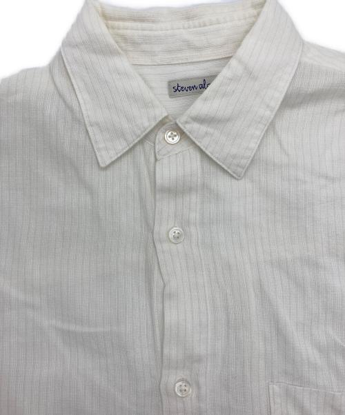 STEVEN ALAN（スティーブンアラン）STEVEN ALAN (スティーブンアラン) CC ピケ ストライプ レギュラーカラー シャツ ALINE LOOSE CASUAL ホワイト サイズ:Sの古着・服飾アイテム