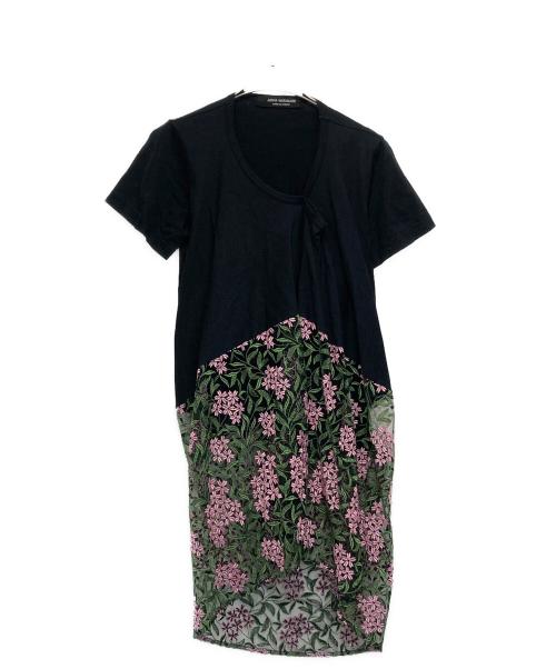 JUNYA WATANABE COMME des GARCONS（(ジュンヤワタナベ コムデギャルソン）JUNYA WATANABE COMME des GARCONS ((ジュンヤワタナベ コムデギャルソン) 切替カットソーワンピース ブラック×ピンク サイズ:FREEの古着・服飾アイテム