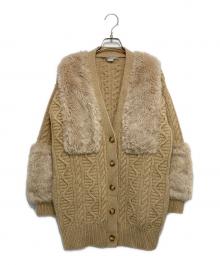 STELLA McCARTNEY（ステラマッカートニー）の古着「エコファーケーブルロングⅤネックカーディガン」｜ベージュ