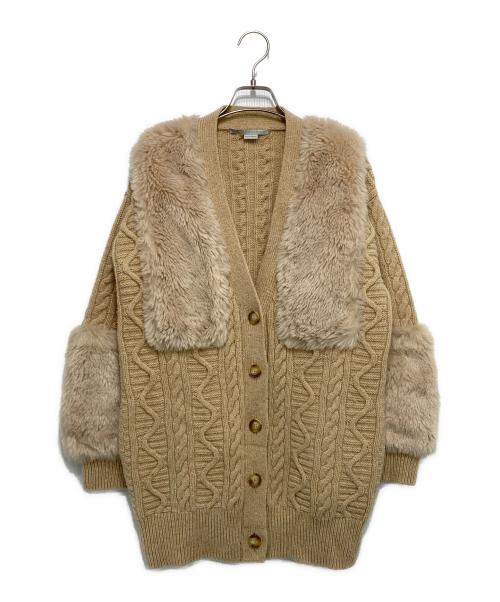 STELLA McCARTNEY（ステラマッカートニー）STELLA McCARTNEY (ステラマッカートニー) エコファーケーブルロングⅤネックカーディガン ベージュ サイズ:36の古着・服飾アイテム
