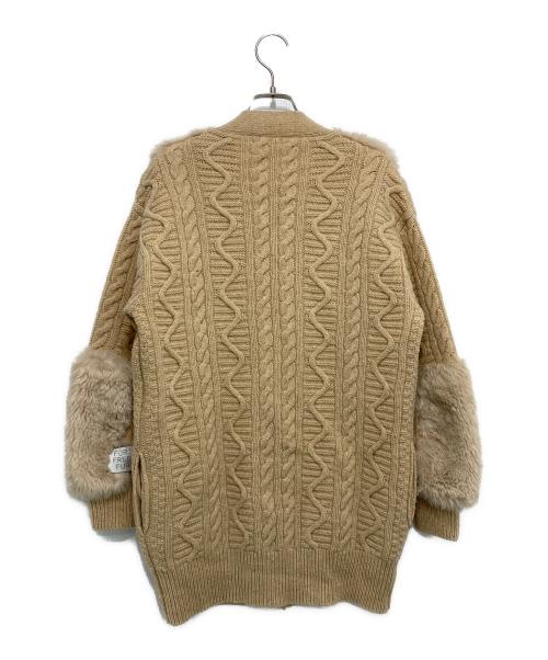 STELLA McCARTNEY（ステラマッカートニー）STELLA McCARTNEY (ステラマッカートニー) エコファーケーブルロングⅤネックカーディガン ベージュ サイズ:36の古着・服飾アイテム