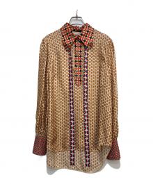 GUCCI（グッチ）の古着「プルオーバーボウタイシルクブラウス」｜オレンジ