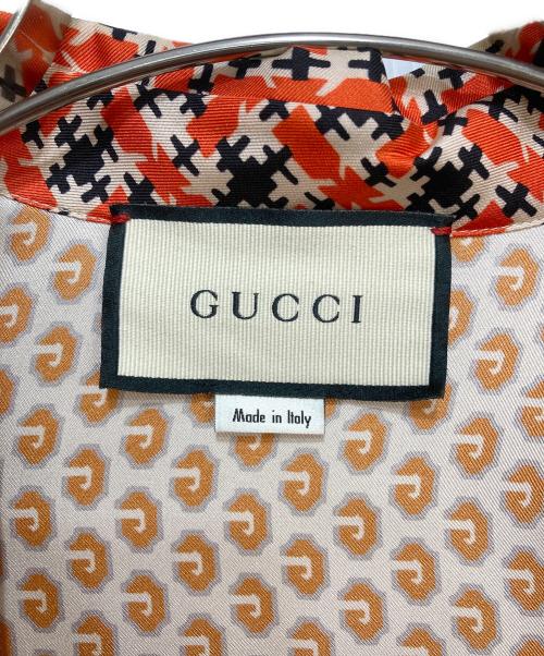 GUCCI（グッチ）GUCCI (グッチ) プルオーバーボウタイシルクブラウス オレンジ サイズ:44の古着・服飾アイテム
