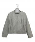 ANAYIアナイ）の古着「ノーカラーラムレザージャケット」｜グレー