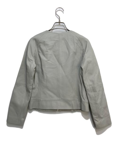 ANAYI（アナイ）ANAYI (アナイ) ノーカラーラムレザージャケット グレー サイズ:36 未使用品の古着・服飾アイテム
