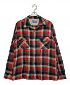 PENDLETONペンドルトン）の古着「50~60's チェックウール オープンカラーシャツ」｜レッド×ブラック