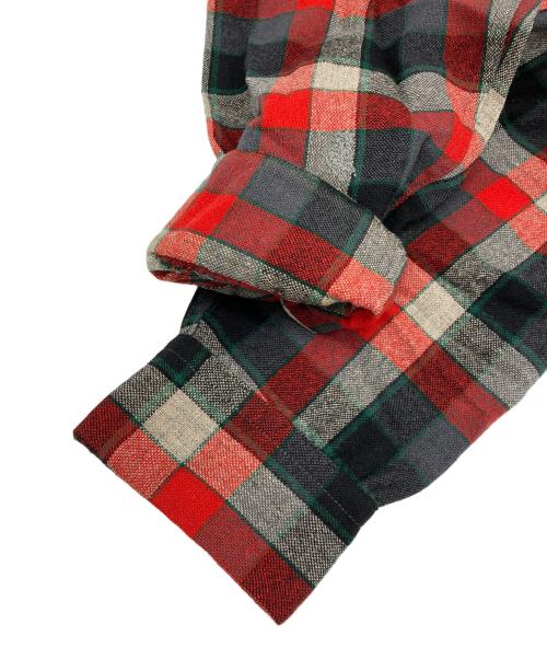 PENDLETON（ペンドルトン）PENDLETON (ペンドルトン) 50~60's チェックウール オープンカラーシャツ レッド×ブラック サイズ:Lの古着・服飾アイテム