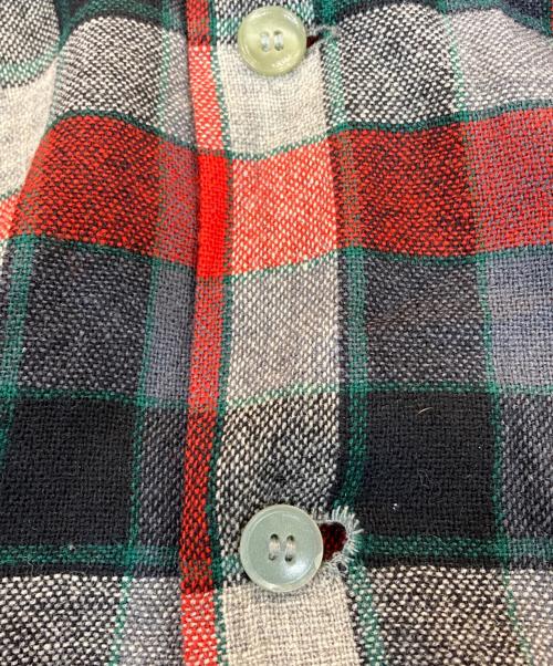 PENDLETON（ペンドルトン）PENDLETON (ペンドルトン) 50~60's チェックウール オープンカラーシャツ レッド×ブラック サイズ:Lの古着・服飾アイテム