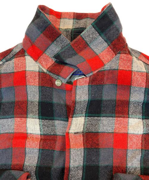 PENDLETON（ペンドルトン）PENDLETON (ペンドルトン) 50~60's チェックウール オープンカラーシャツ レッド×ブラック サイズ:Lの古着・服飾アイテム