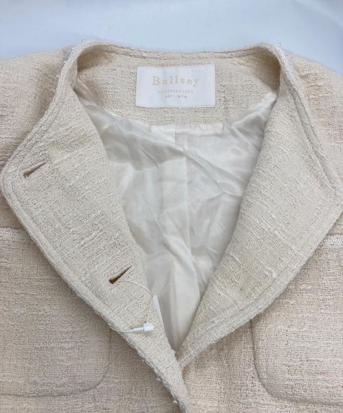 BALLSEY（ボールジィ）BALLSEY (ボールジィ) スラブコットンツイード Vクルーネックジャケット ベージュ サイズ:36の古着・服飾アイテム