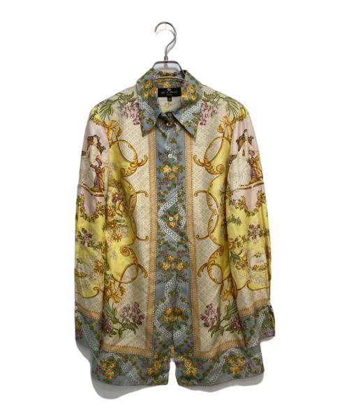 ETRO（エトロ）ETRO (エトロ) シルク総柄シャツ イエロー サイズ:40の古着・服飾アイテム