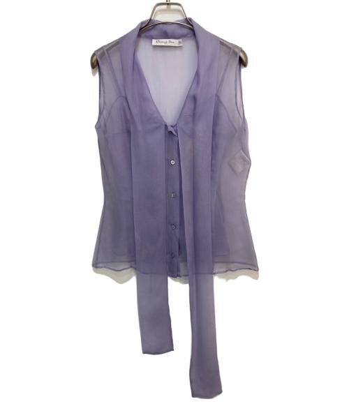 Christian Dior（クリスチャン ディオール）Christian Dior (クリスチャン ディオール) シルクボウタイブラウス パープル サイズ:38の古着・服飾アイテム
