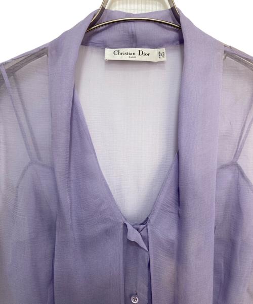Christian Dior（クリスチャン ディオール）Christian Dior (クリスチャン ディオール) シルクボウタイブラウス パープル サイズ:38の古着・服飾アイテム