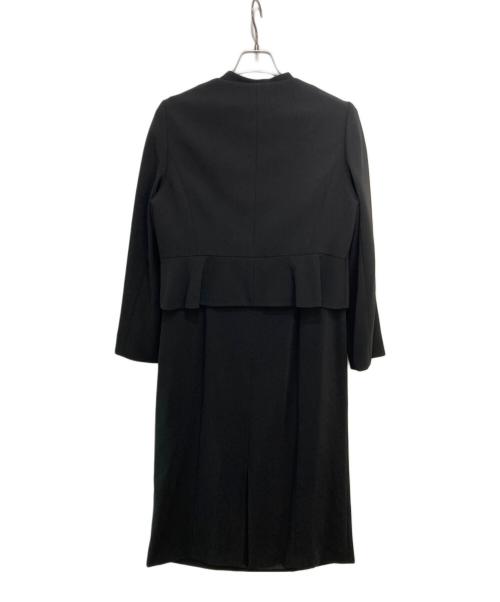 LANVIN NOIR（ランバン ノワール）LANVIN NOIR (ランバン ノワール) ノーカラー ワンピースセットアップ ブラック サイズ:42の古着・服飾アイテム