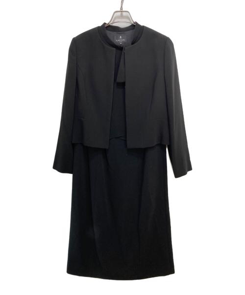 LANVIN NOIR（ランバン ノワール）LANVIN NOIR (ランバン ノワール) ノーカラー ワンピースセットアップ ブラック サイズ:42の古着・服飾アイテム