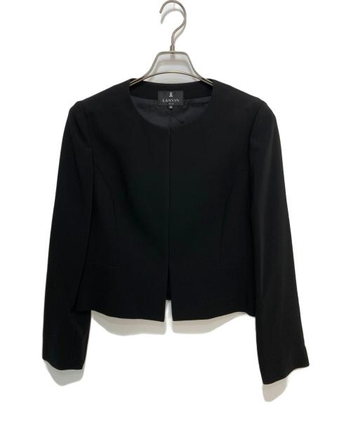 LANVIN NOIR（ランバン ノワール）LANVIN NOIR (ランバン ノワール) ノーカラー ワンピースセットアップ ブラック サイズ:42の古着・服飾アイテム