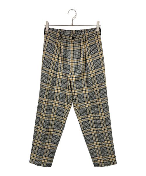 MARKAWARE（マーカウェア）MARKAWARE (マーカウェア) PLEAT FRONT PEGTOP PANTS ベージュ×ネイビー サイズ:1の古着・服飾アイテム