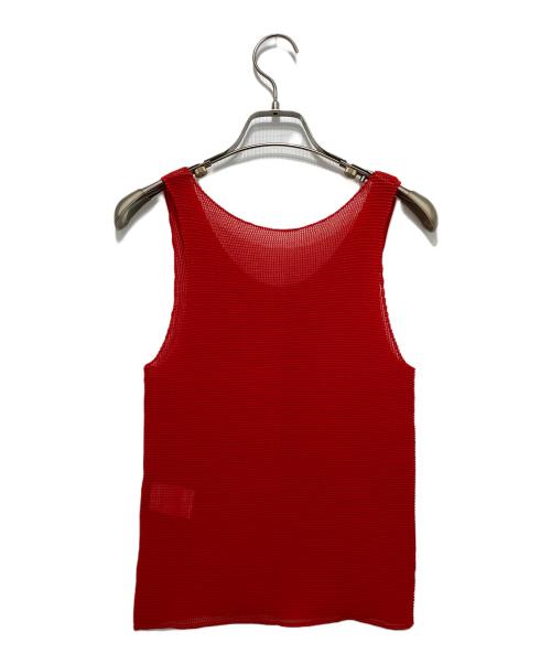 ISSEY MIYAKE（イッセイミヤケ）ISSEY MIYAKE (イッセイミヤケ) プリーツノースリーブカットソー レッド サイズ:Mの古着・服飾アイテム