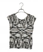 me ISSEY MIYAKEミーイッセイ ミヤケ）の古着「総柄プリーツカットソー」｜ホワイト×ブラック