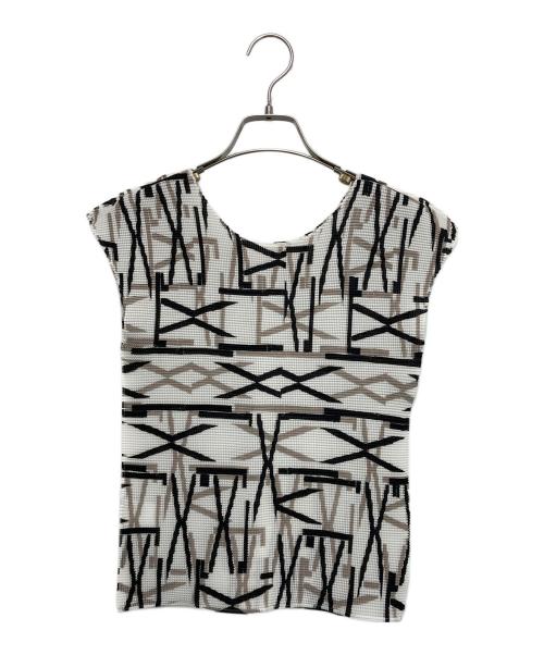 me ISSEY MIYAKE（ミーイッセイ ミヤケ）me ISSEY MIYAKE (ミーイッセイ ミヤケ) 総柄プリーツカットソー ホワイト×ブラック サイズ:ーの古着・服飾アイテム