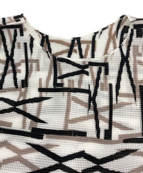 me ISSEY MIYAKE（ミーイッセイ ミヤケ）me ISSEY MIYAKE (ミーイッセイ ミヤケ) 総柄プリーツカットソー ホワイト×ブラック サイズ:ーの古着・服飾アイテム