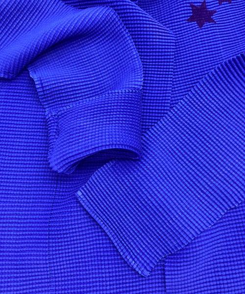 me ISSEY MIYAKE（ミーイッセイ ミヤケ）me ISSEY MIYAKE (ミーイッセイ ミヤケ) プリーツカーディガン ブルー サイズ:ーの古着・服飾アイテム