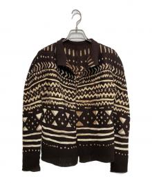 me ISSEY MIYAKE（ミーイッセイ ミヤケ）の古着「総柄プリーツカーディガン」｜ブラウン