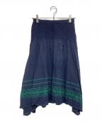 me ISSEY MIYAKEミーイッセイ ミヤケ）の古着「スカート」｜ネイビー×グリーン