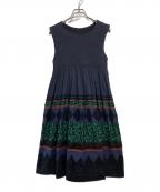 me ISSEY MIYAKEミーイッセイ ミヤケ）の古着「ノースリーブワンピース」｜ネイビー×グリーン