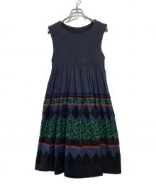 me ISSEY MIYAKE（ミーイッセイ ミヤケ）の古着「ノースリーブワンピース」｜ネイビー×グリーン