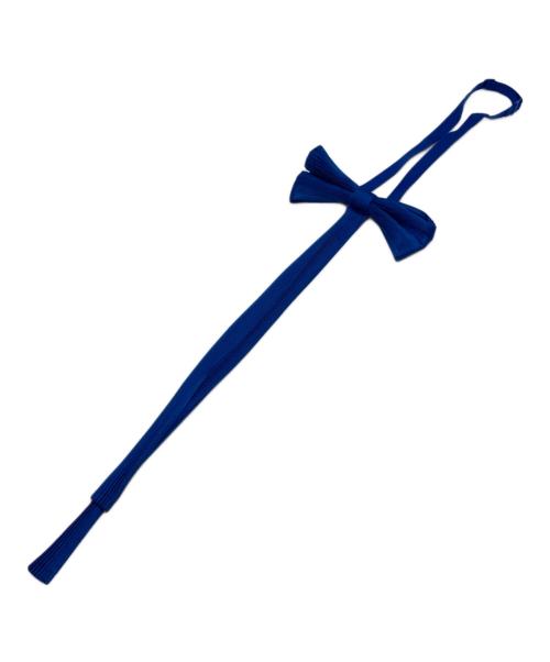 PLEATS PLEASE（プリーツプリーズ）PLEATS PLEASE (プリーツプリーズ) リボン付プリーツシャツ ブルー サイズ:3の古着・服飾アイテム