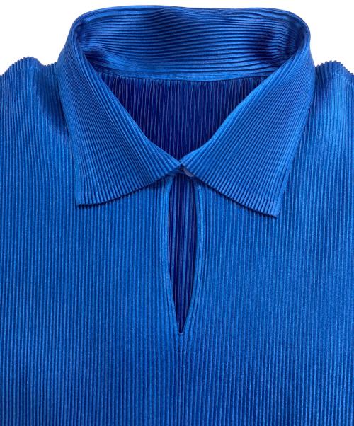 PLEATS PLEASE（プリーツプリーズ）PLEATS PLEASE (プリーツプリーズ) リボン付プリーツシャツ ブルー サイズ:3の古着・服飾アイテム