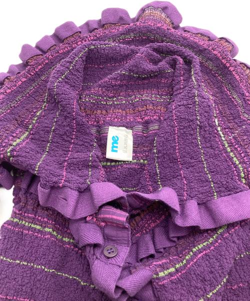 me ISSEY MIYAKE（ミーイッセイ ミヤケ）me ISSEY MIYAKE (ミーイッセイ ミヤケ) プリーツボーダーノースリーブブラウス パープル サイズ:ーの古着・服飾アイテム