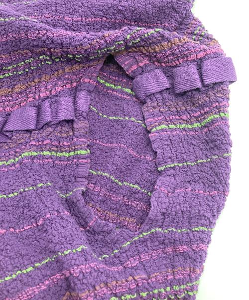 me ISSEY MIYAKE（ミーイッセイ ミヤケ）me ISSEY MIYAKE (ミーイッセイ ミヤケ) プリーツボーダーノースリーブブラウス パープル サイズ:ーの古着・服飾アイテム