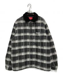 SUPREME（シュプリーム）の古着「Faux Fur Collar FIannel Shirt」｜グレー×ブラック