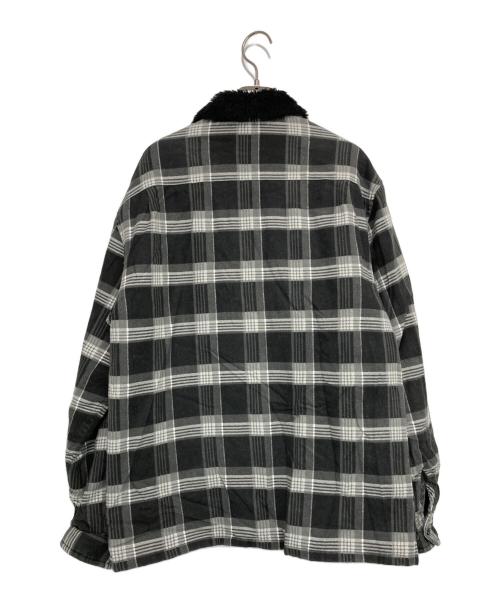 SUPREME（シュプリーム）SUPREME (シュプリーム) Faux Fur Collar FIannel Shirt グレー×ブラック サイズ:Mの古着・服飾アイテム
