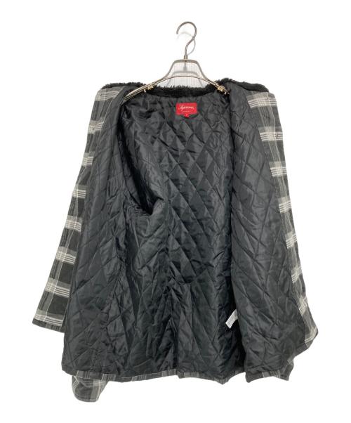 SUPREME（シュプリーム）SUPREME (シュプリーム) Faux Fur Collar FIannel Shirt グレー×ブラック サイズ:Mの古着・服飾アイテム