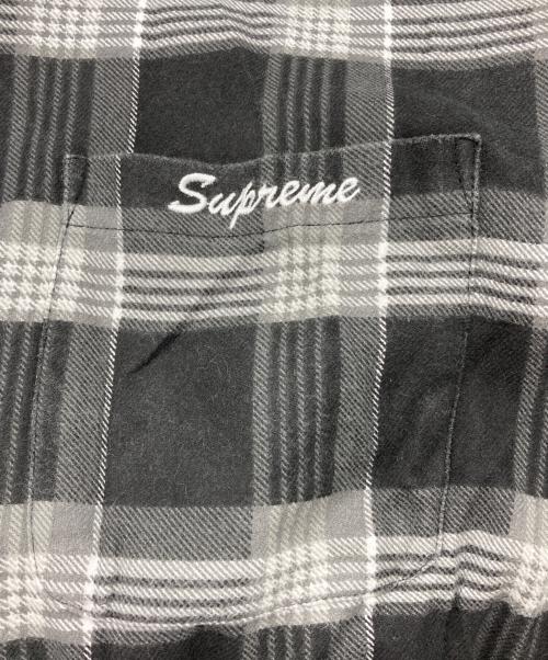 SUPREME（シュプリーム）SUPREME (シュプリーム) Faux Fur Collar FIannel Shirt グレー×ブラック サイズ:Mの古着・服飾アイテム
