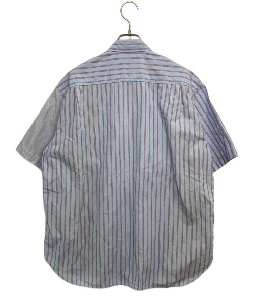 COMME des GARCONS HOMME（コムデギャルソン オム）COMME des GARCONS HOMME (コムデギャルソン オム) 綿ストライプ×多素材MIX S/S シャツ ブルー×オリーブ サイズ:XSの古着・服飾アイテム