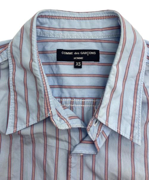 COMME des GARCONS HOMME（コムデギャルソン オム）COMME des GARCONS HOMME (コムデギャルソン オム) 綿ストライプ×多素材MIX S/S シャツ ブルー×オリーブ サイズ:XSの古着・服飾アイテム