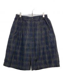 COMME des GARCONS HOMME（コムデギャルソン オム）の古着「エステル麻ウェザーチェック ハーフパンツ」｜ダークネイビー×カーキ