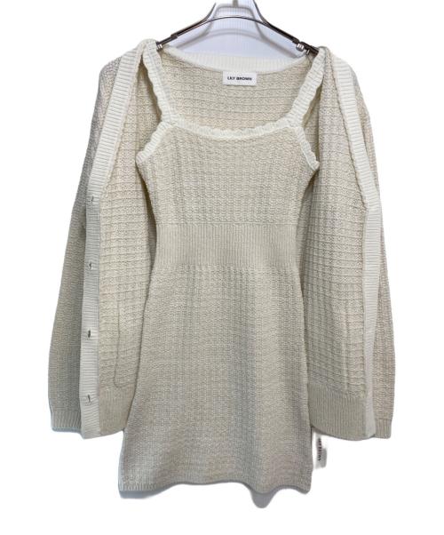 Lily Brown（リリーブラウン）Lily Brown (リリーブラウン) ツイーディーカーデセットミニワンピース アイボリー サイズ:Freeの古着・服飾アイテム