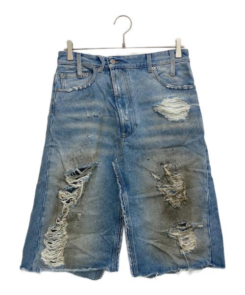 MM6 Maison Margiela（エムエムシックスメゾンマルジェラ）MM6 Maison Margiela (エムエムシックスメゾンマルジェラ) ダメージ加工デニムスカート ブルー サイズ:40の古着・服飾アイテム