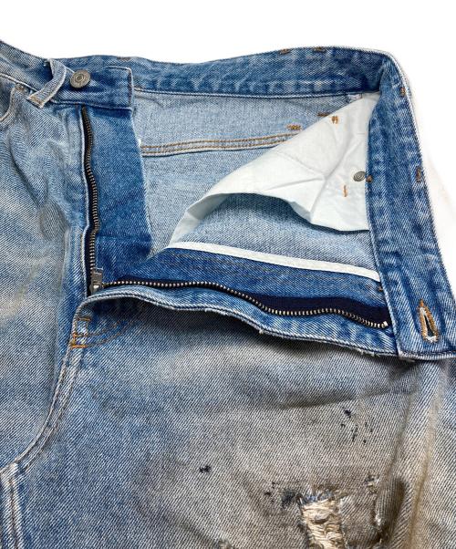 MM6 Maison Margiela（エムエムシックスメゾンマルジェラ）MM6 Maison Margiela (エムエムシックスメゾンマルジェラ) ダメージ加工デニムスカート ブルー サイズ:40の古着・服飾アイテム