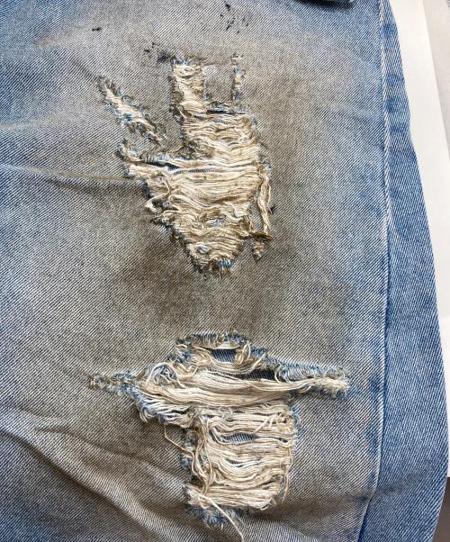 MM6 Maison Margiela（エムエムシックスメゾンマルジェラ）MM6 Maison Margiela (エムエムシックスメゾンマルジェラ) ダメージ加工デニムスカート ブルー サイズ:40の古着・服飾アイテム